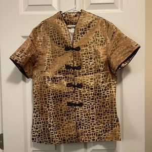 Women Chinese Traditional Shirt - Gold/ Brown
